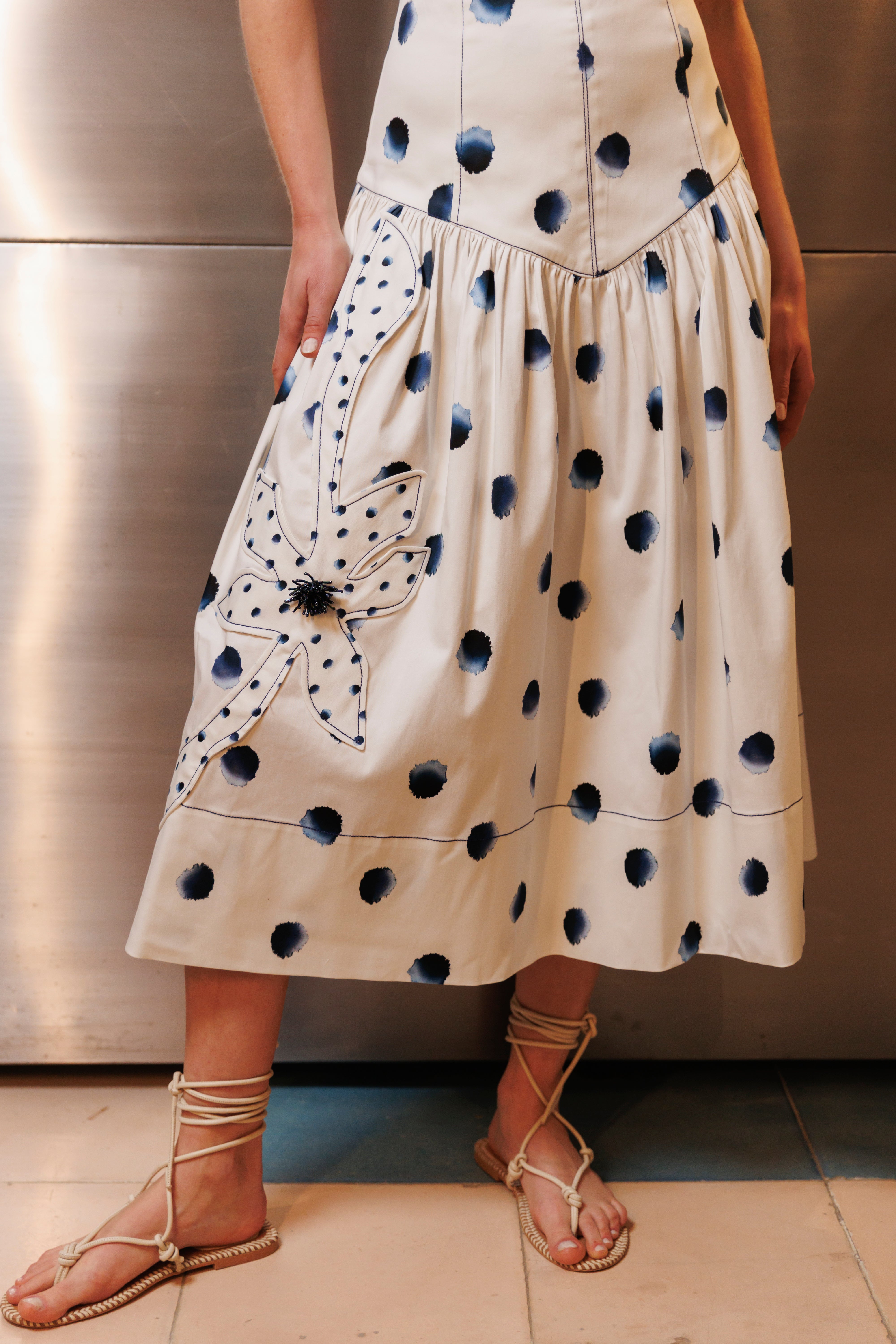 Falda Algodón Estampada Puntos