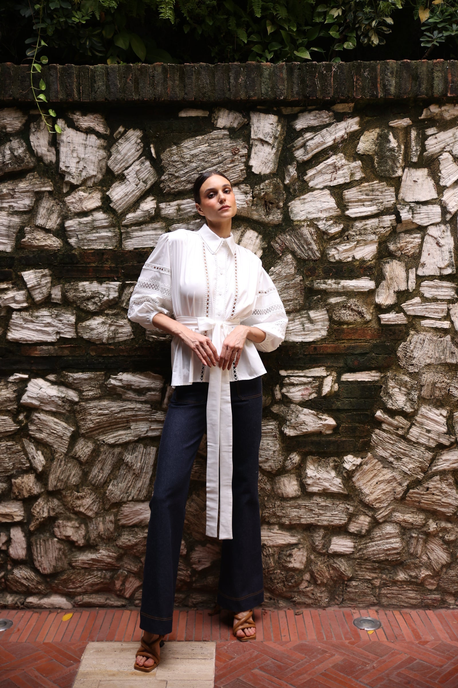 Pantalon denim unicolor