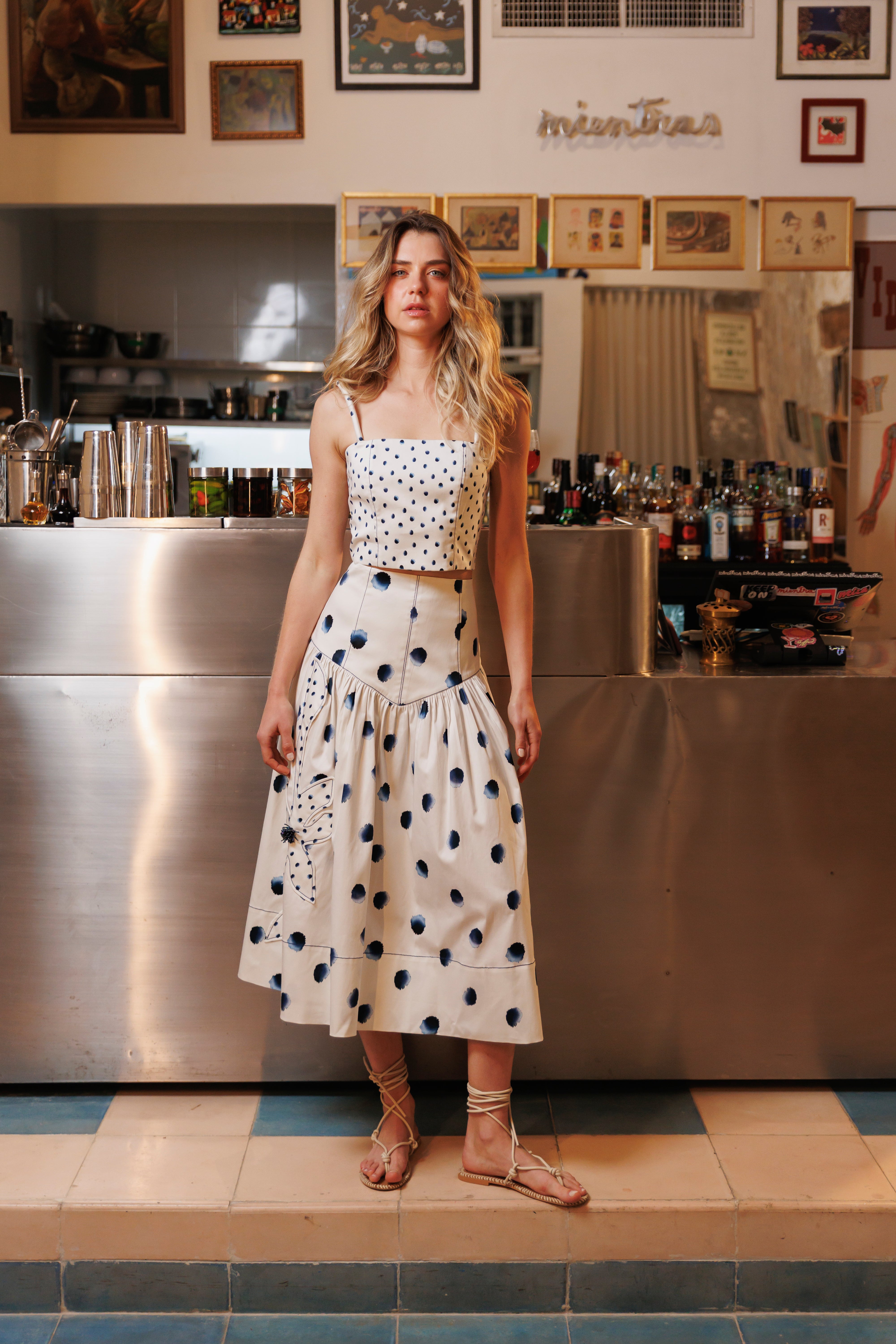 Top Algodón Estampado Puntos