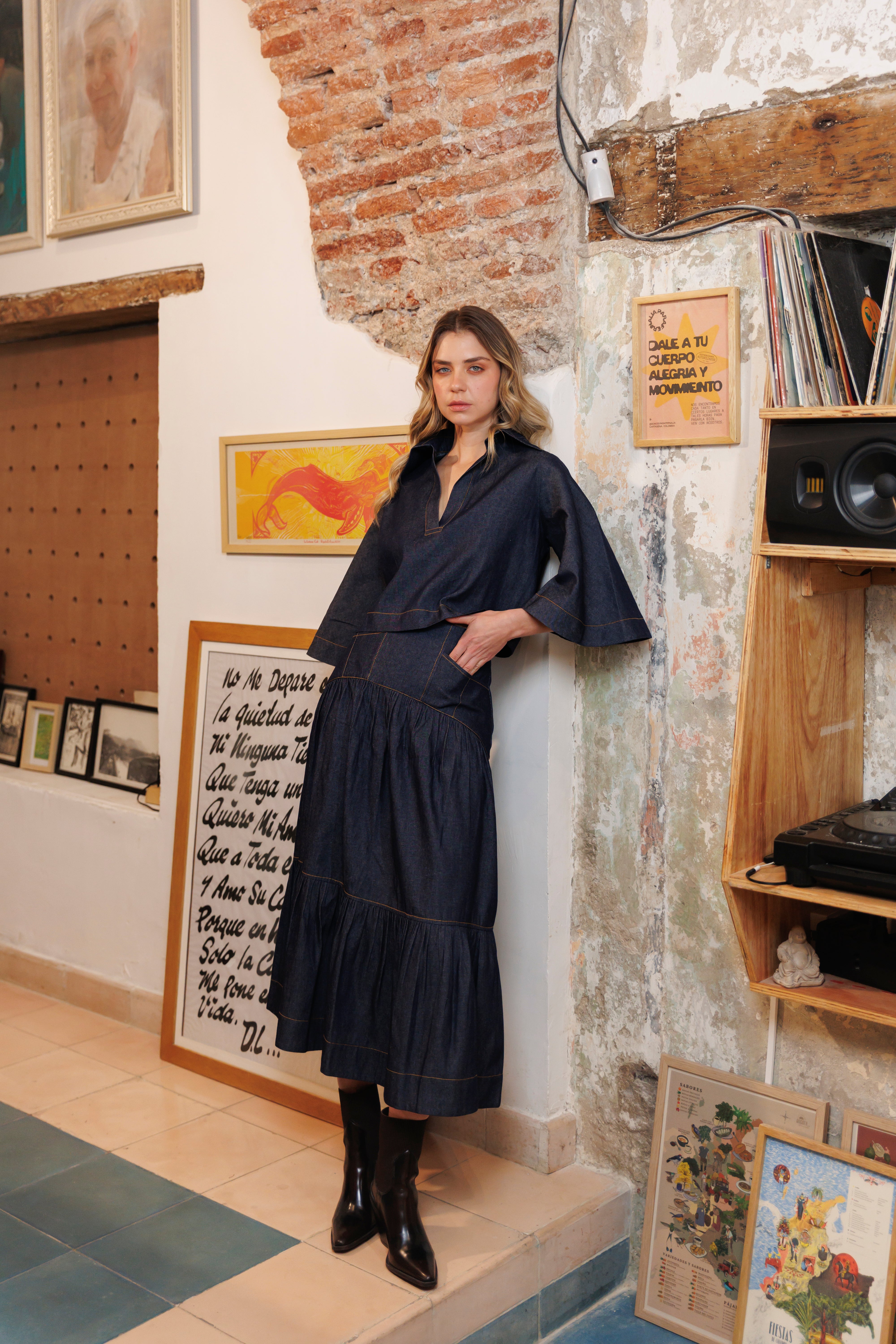 Camisa Cropped Denim