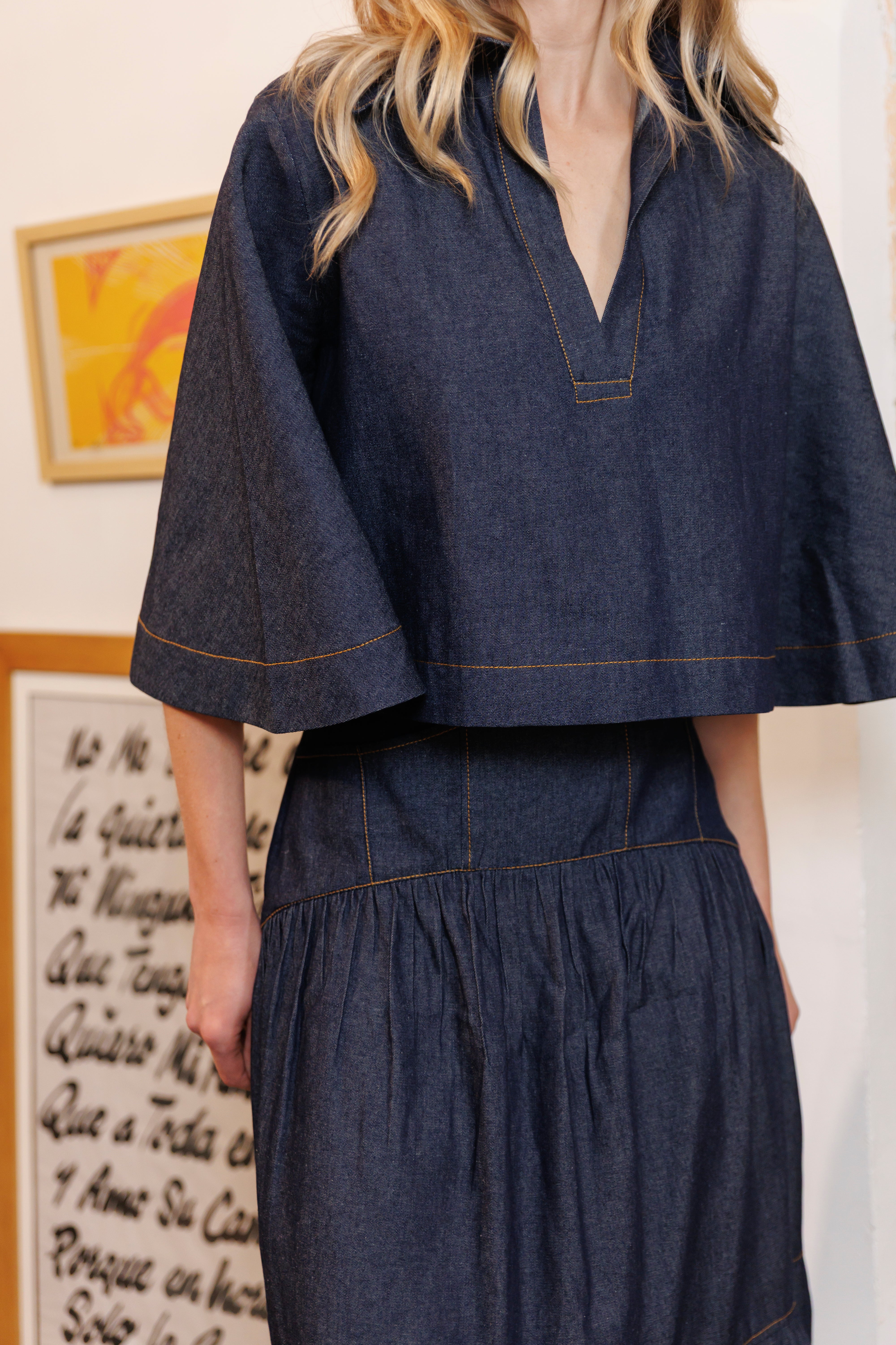 Camisa Cropped Denim