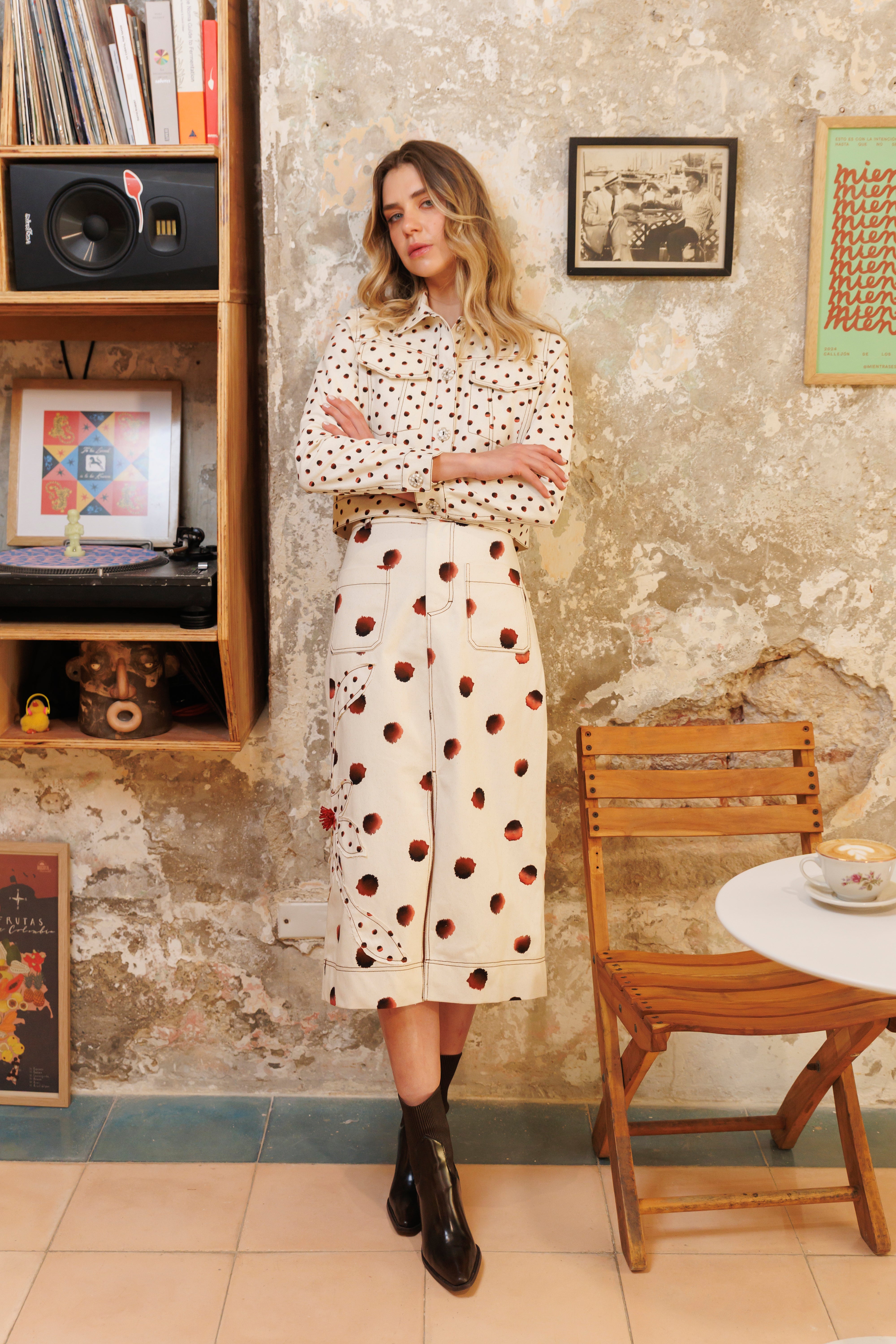 Chaqueta Denim Estampada Puntos