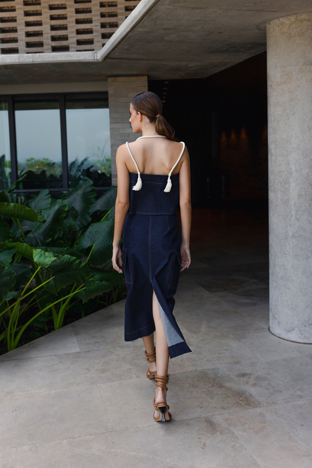 Falda denim cargo unicolor