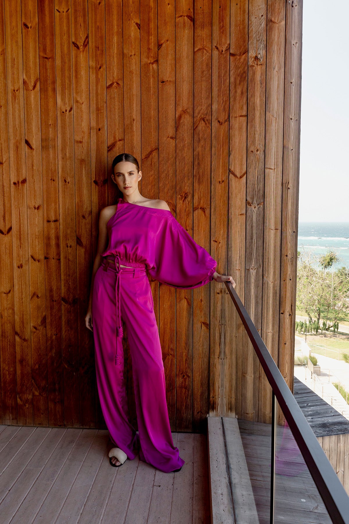 Blusa seda una manga unicolor