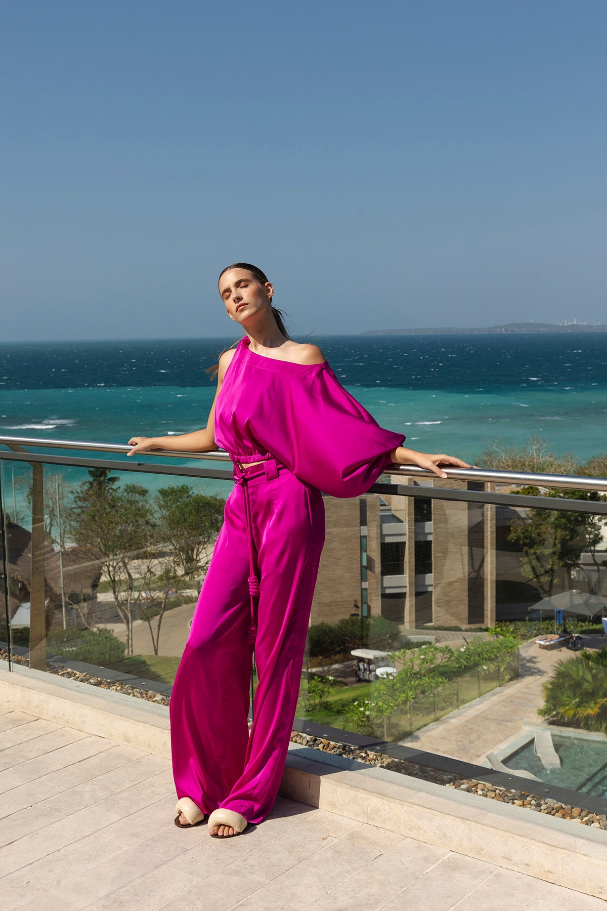 Blusa seda una manga unicolor