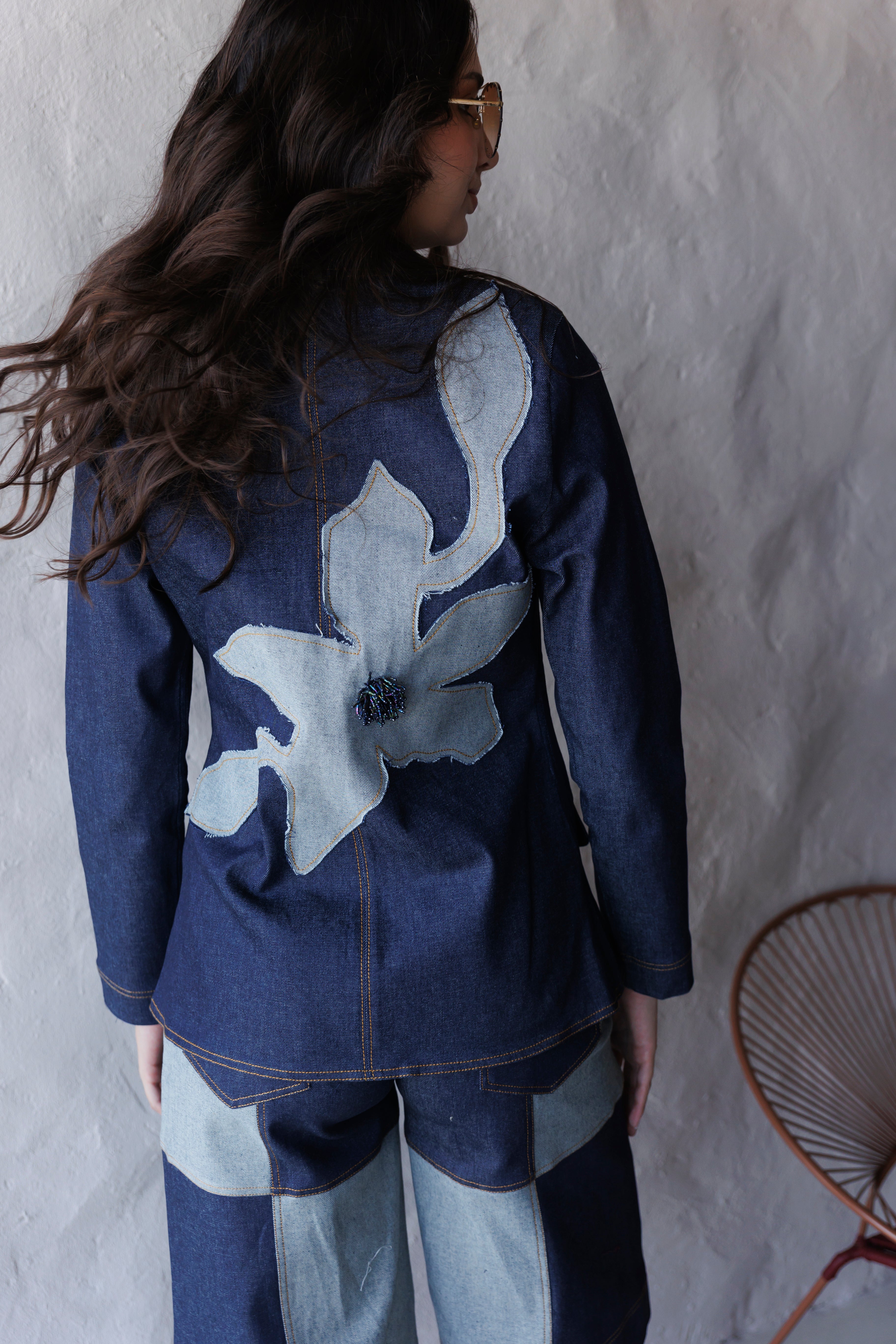 BLAZER DENIM FLOR XL