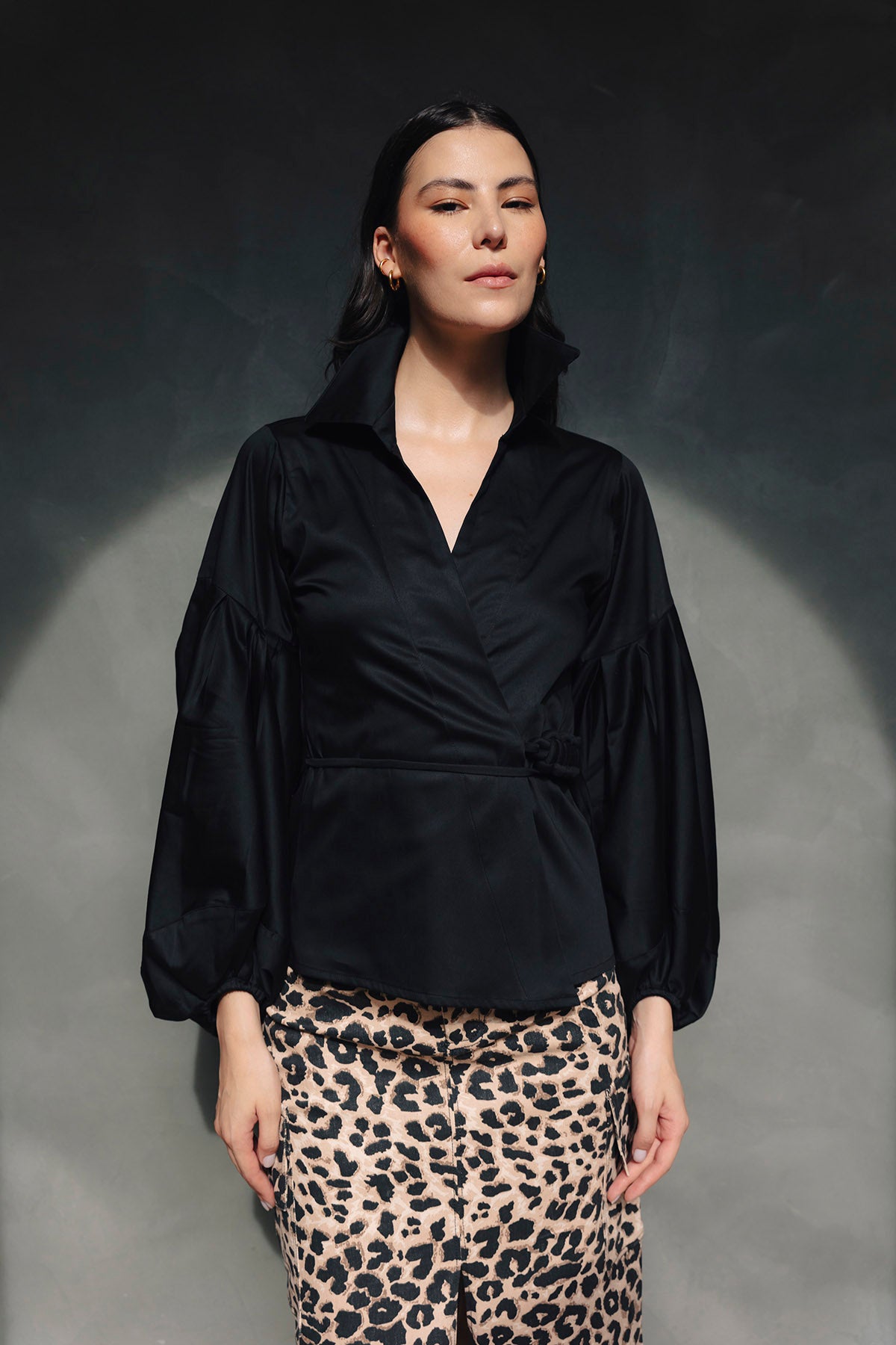 Camisa cruzada manga aglobada