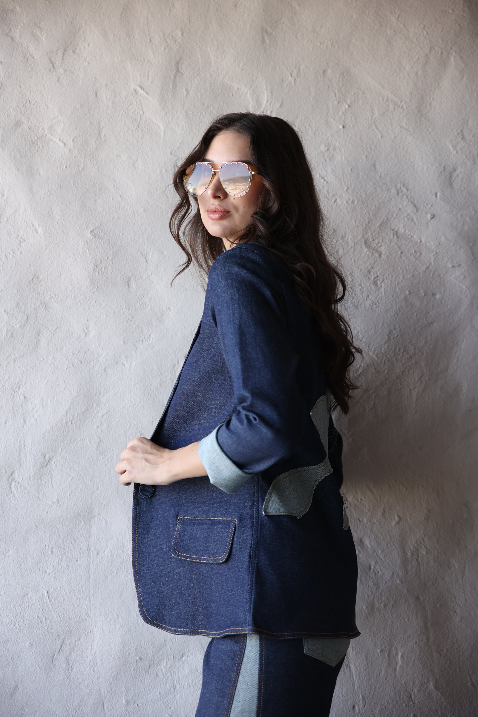 BLAZER DENIM FLOR XL