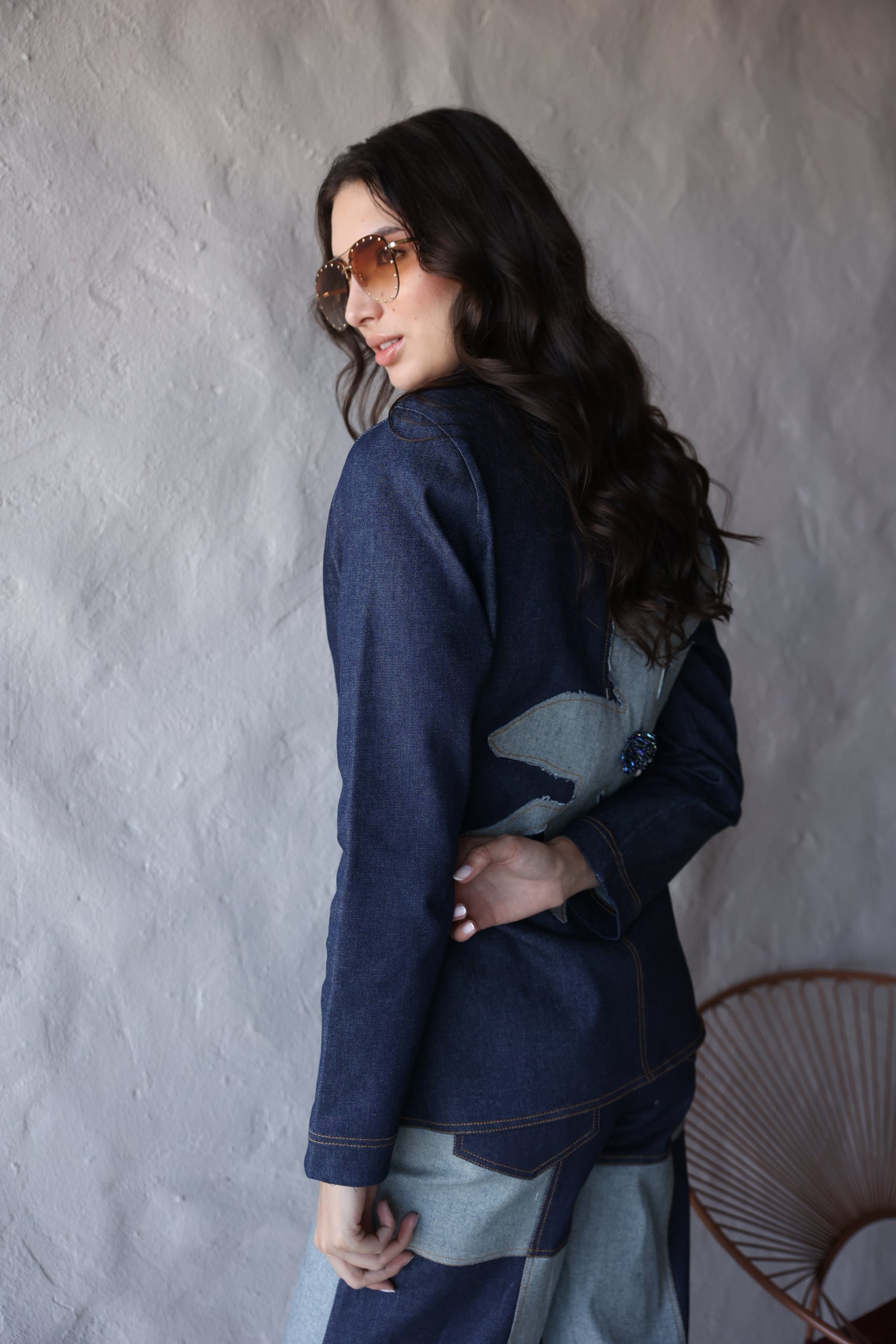 BLAZER DENIM FLOR XL