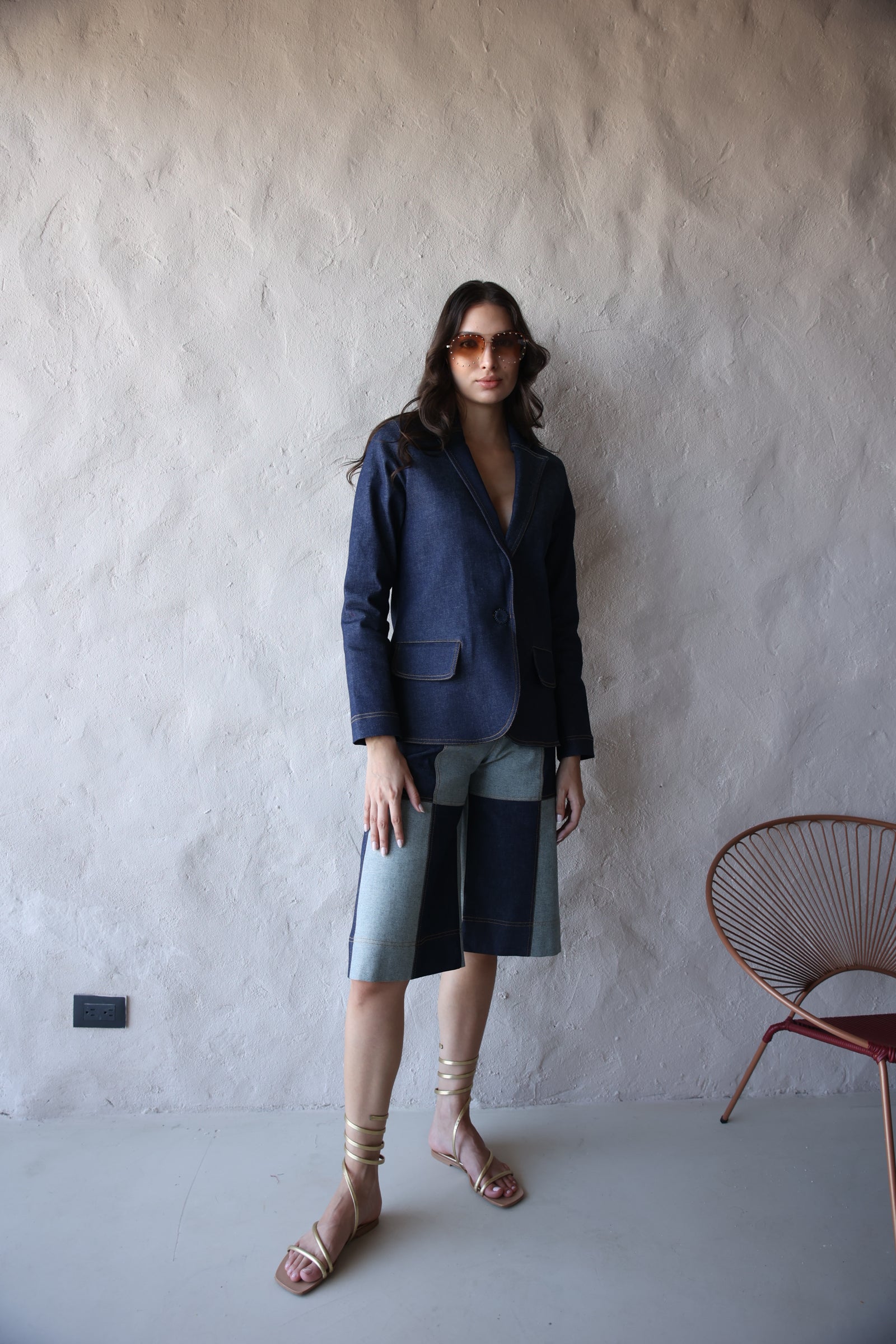 BLAZER DENIM FLOR XL