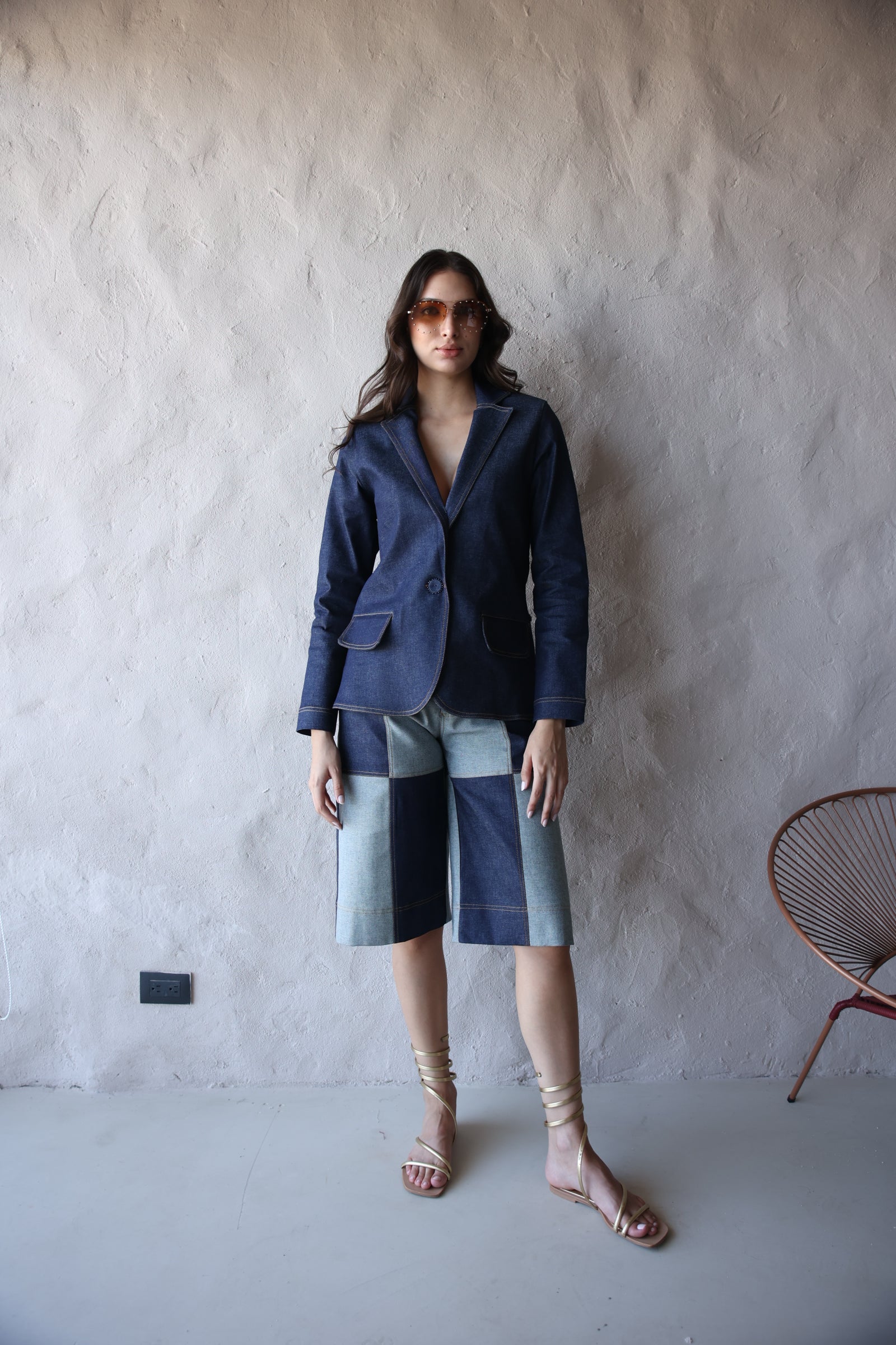 BLAZER DENIM FLOR XL