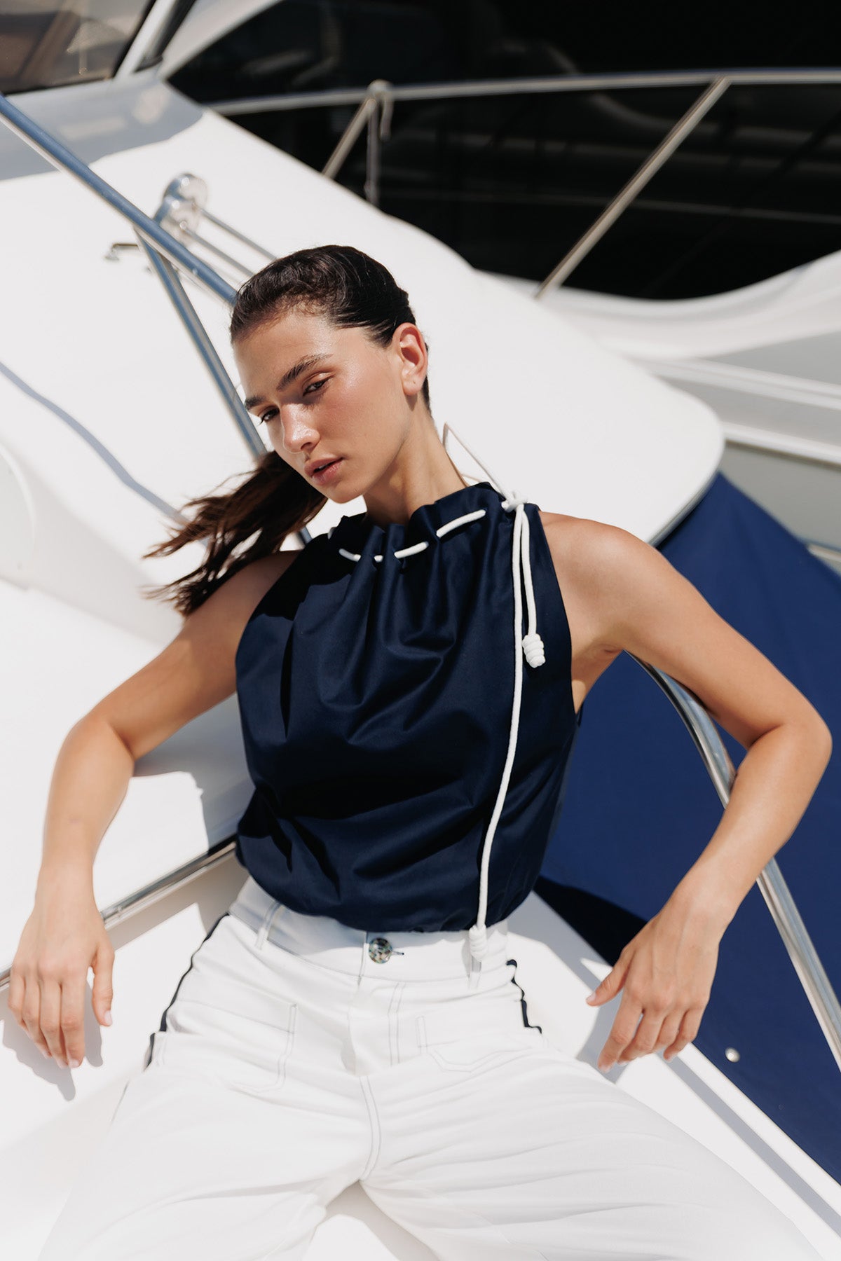 Top Halter Con Cordon Algodon