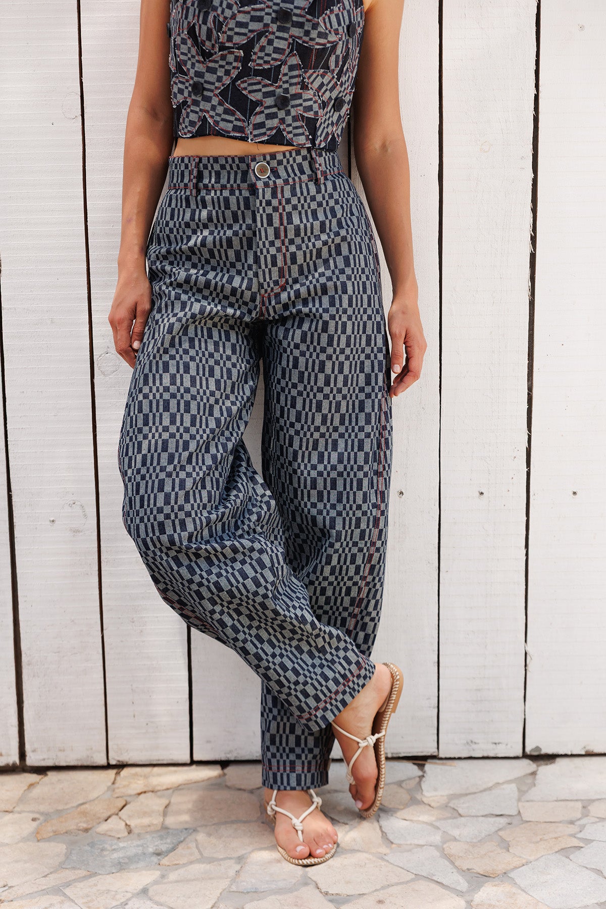 Pantalon Barrel Cuadros