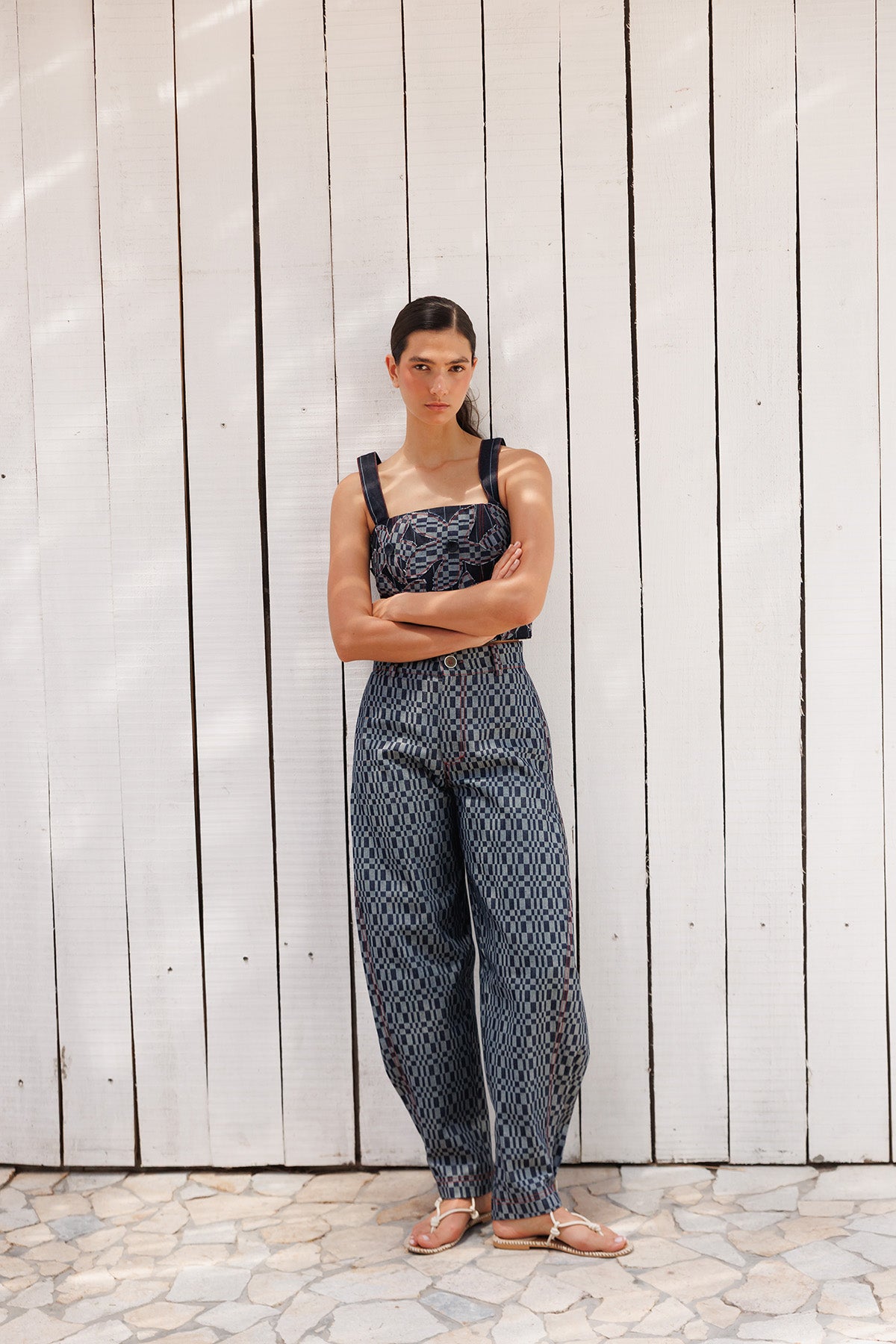 Pantalon Barrel Cuadros