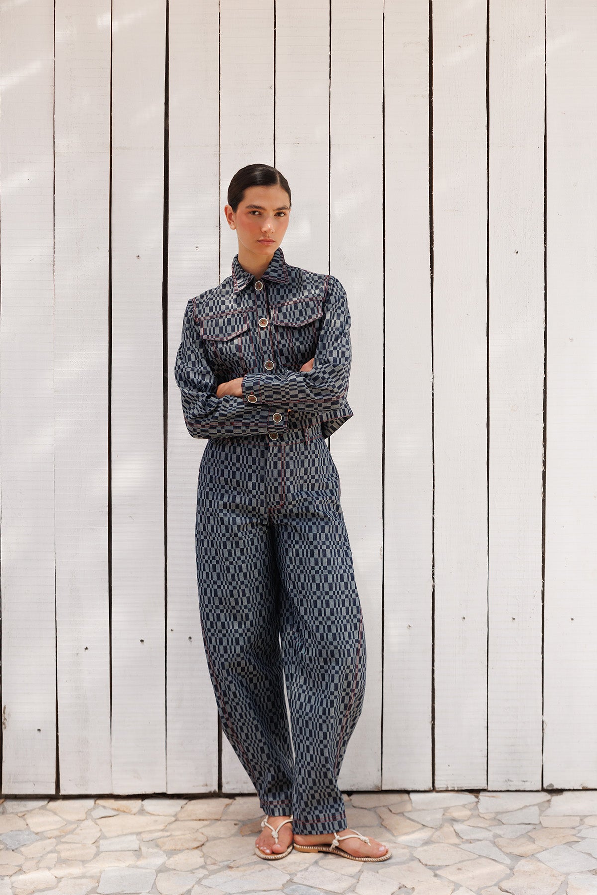 Pantalon Barrel Cuadros
