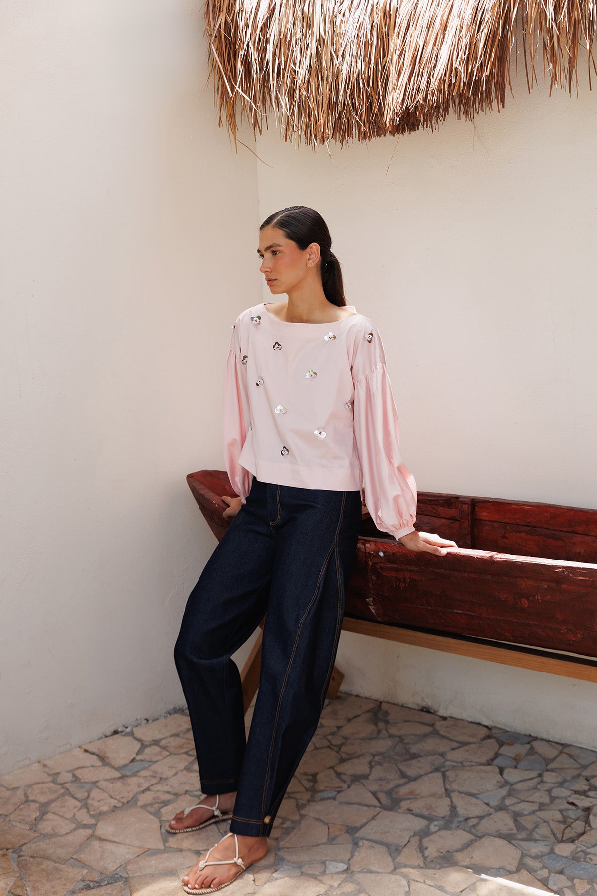 Pantalon Barrel Unicolor