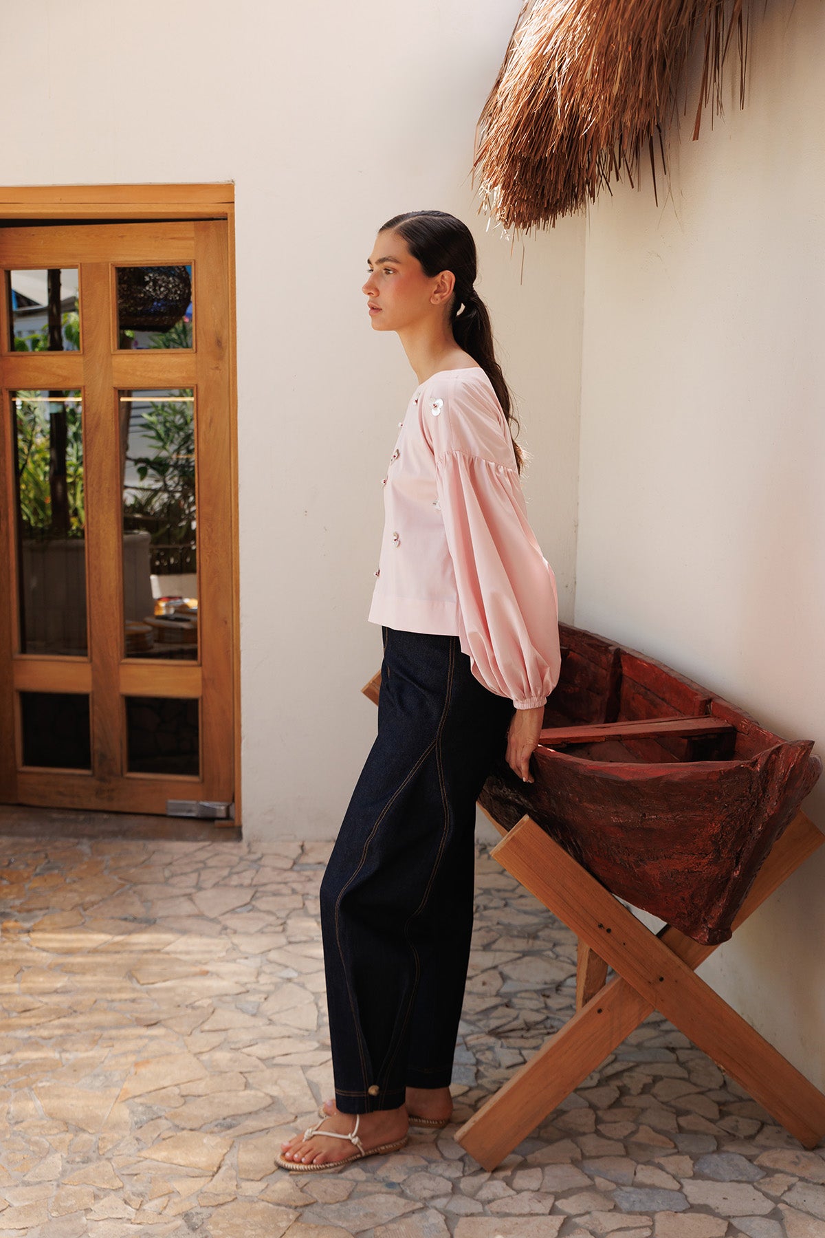 Pantalon Barrel Unicolor