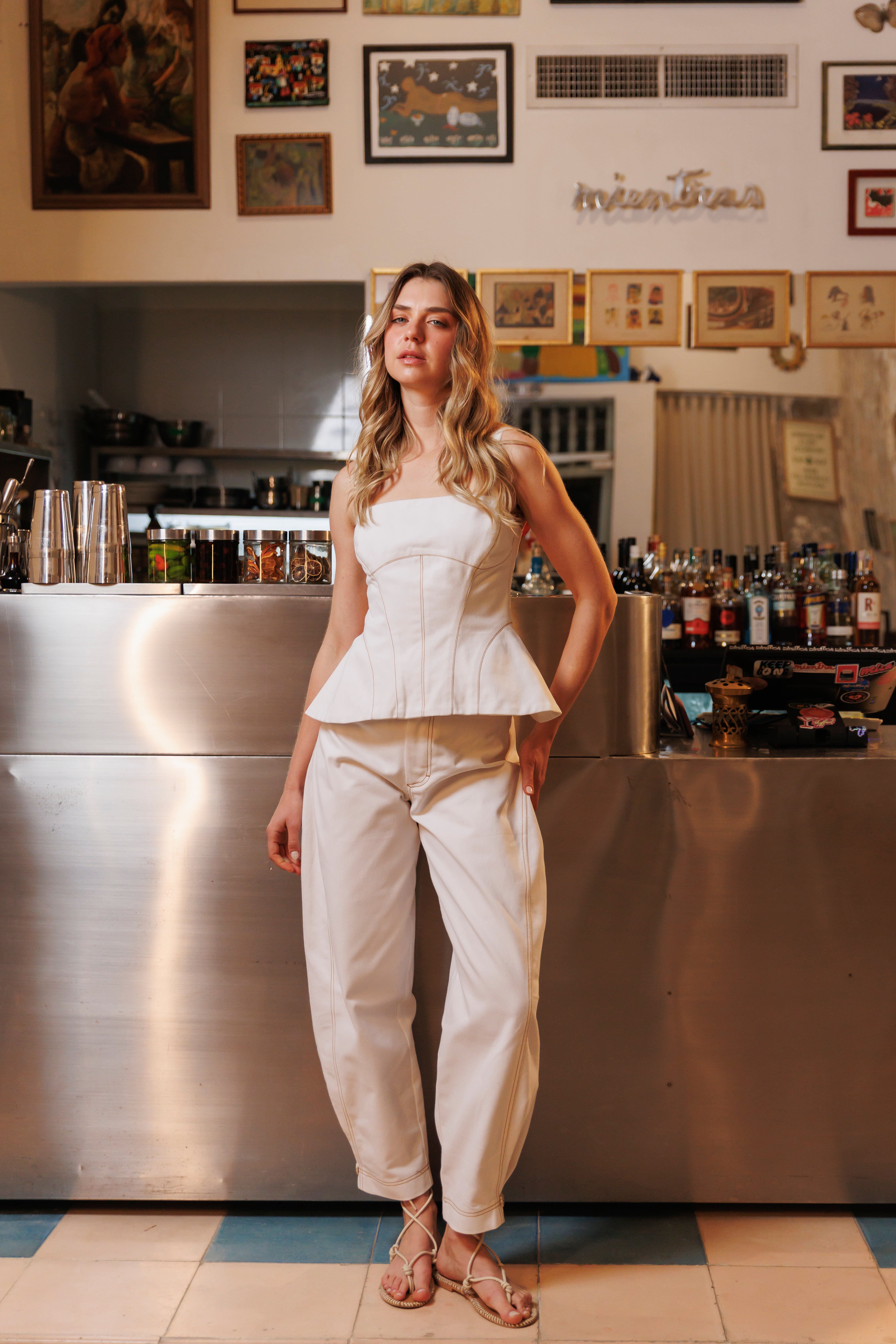 Pantalón Denim Ivory