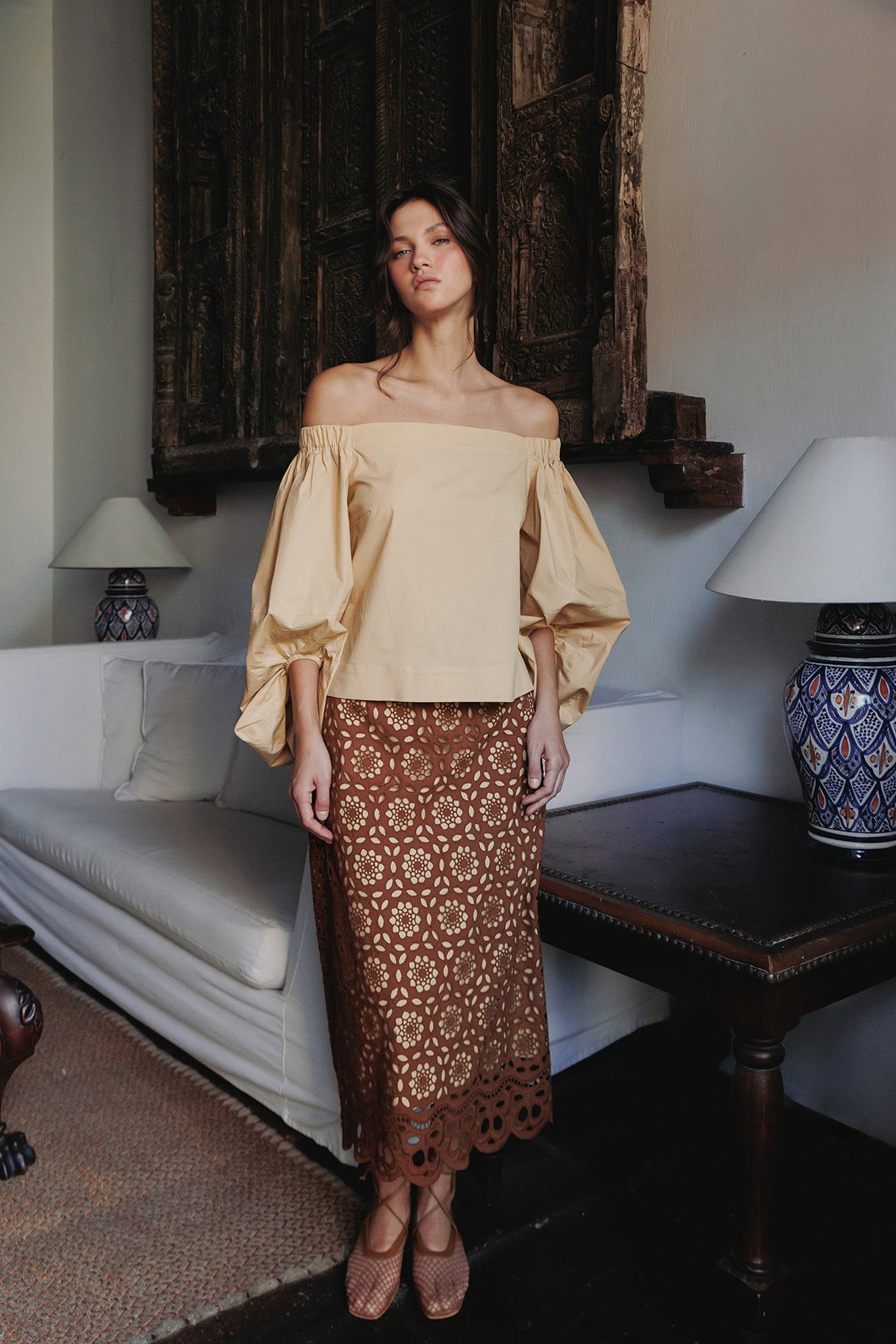 BLUSA ALGODON OFF SHOULDER UNICOLOR