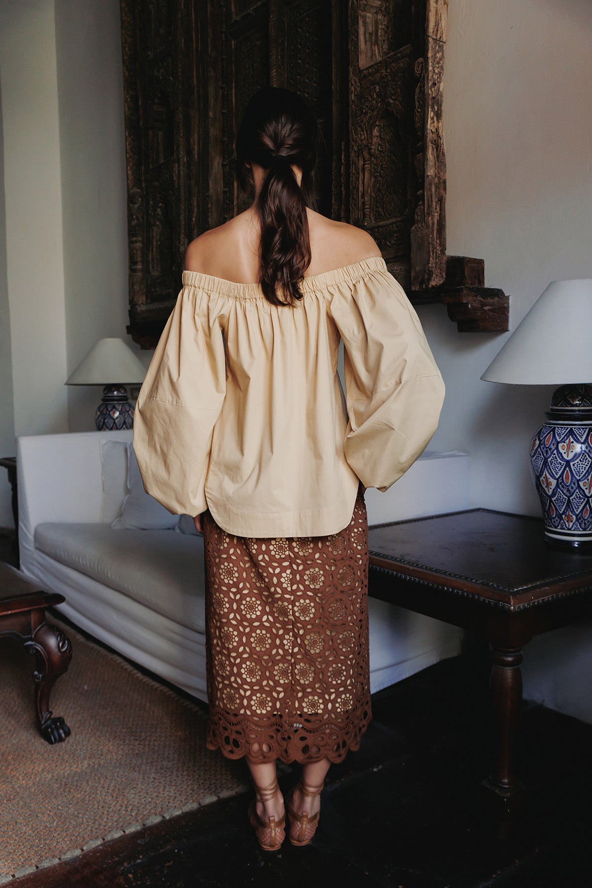 BLUSA ALGODON OFF SHOULDER UNICOLOR