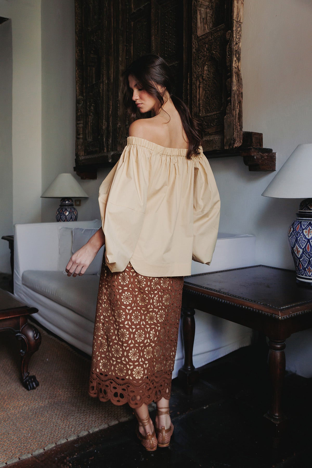 BLUSA ALGODON OFF SHOULDER UNICOLOR