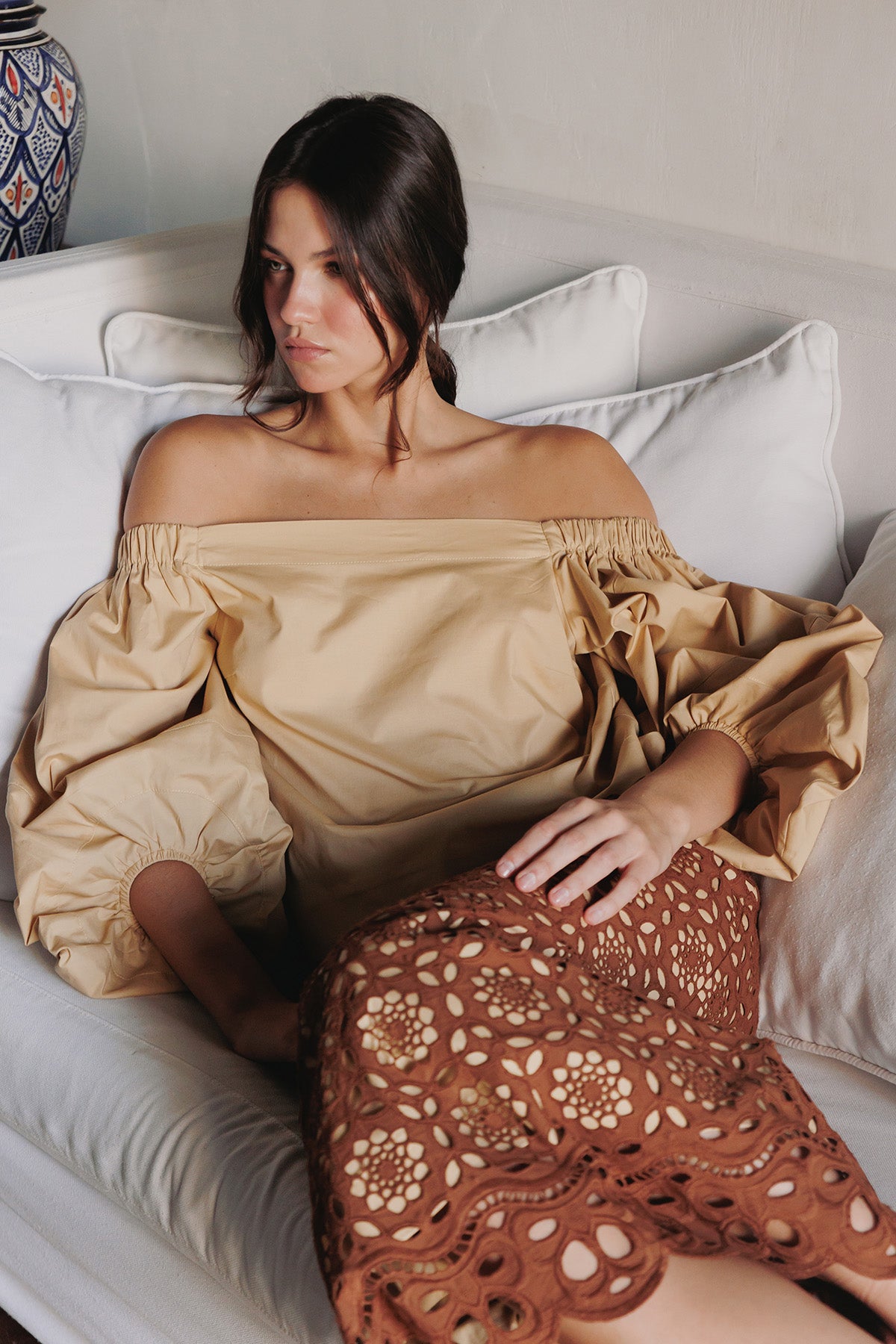 BLUSA ALGODON OFF SHOULDER UNICOLOR