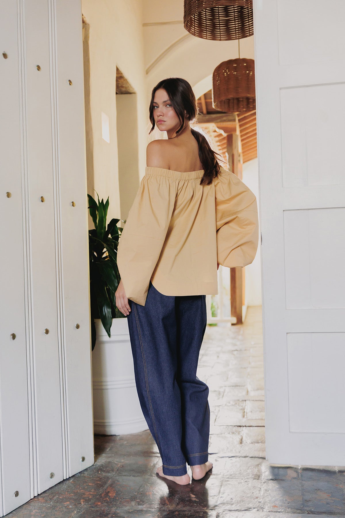 PANTALON BARREL DENIM AZUL