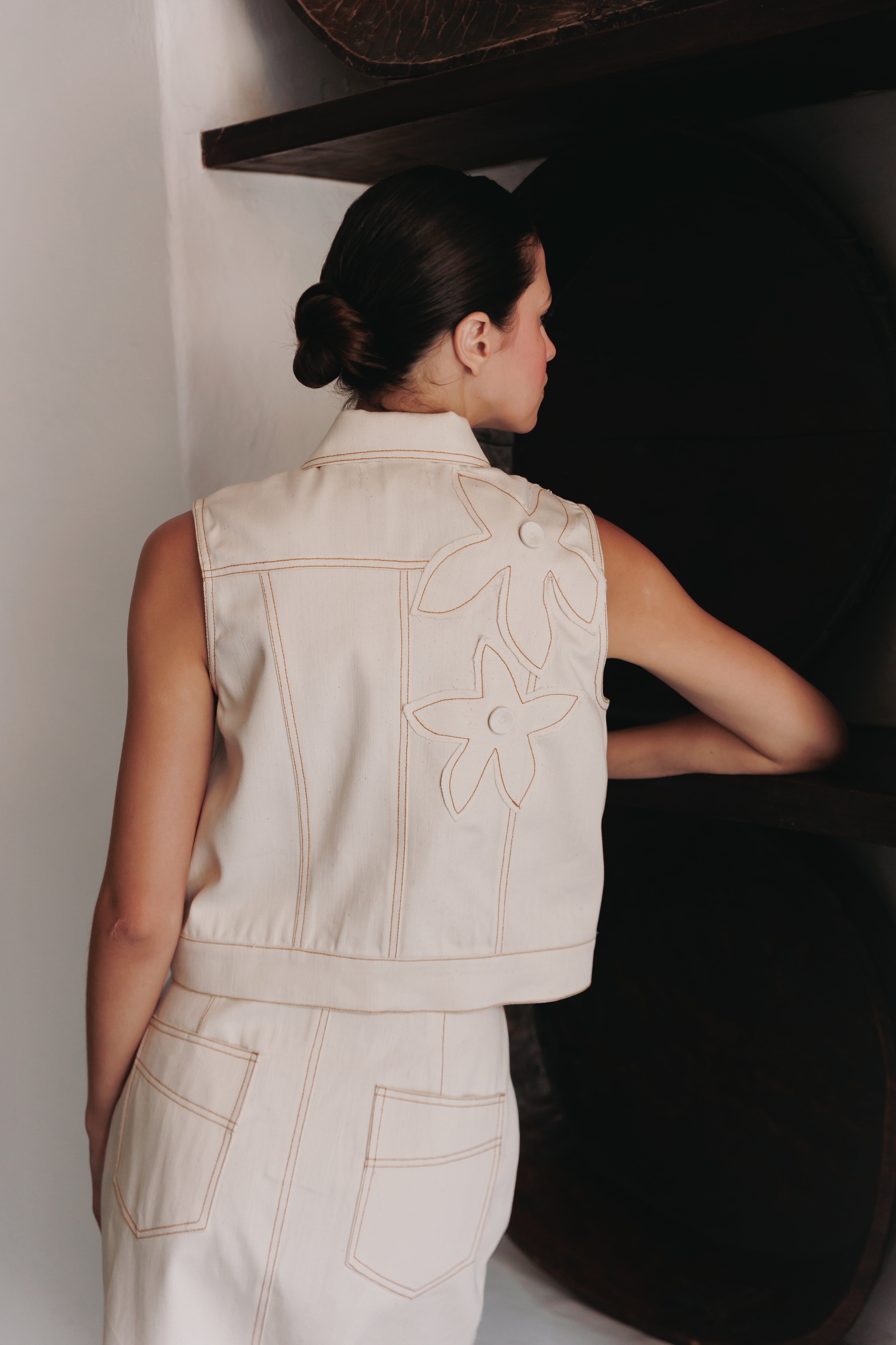 FALDA RECTA DENIM NATURAL