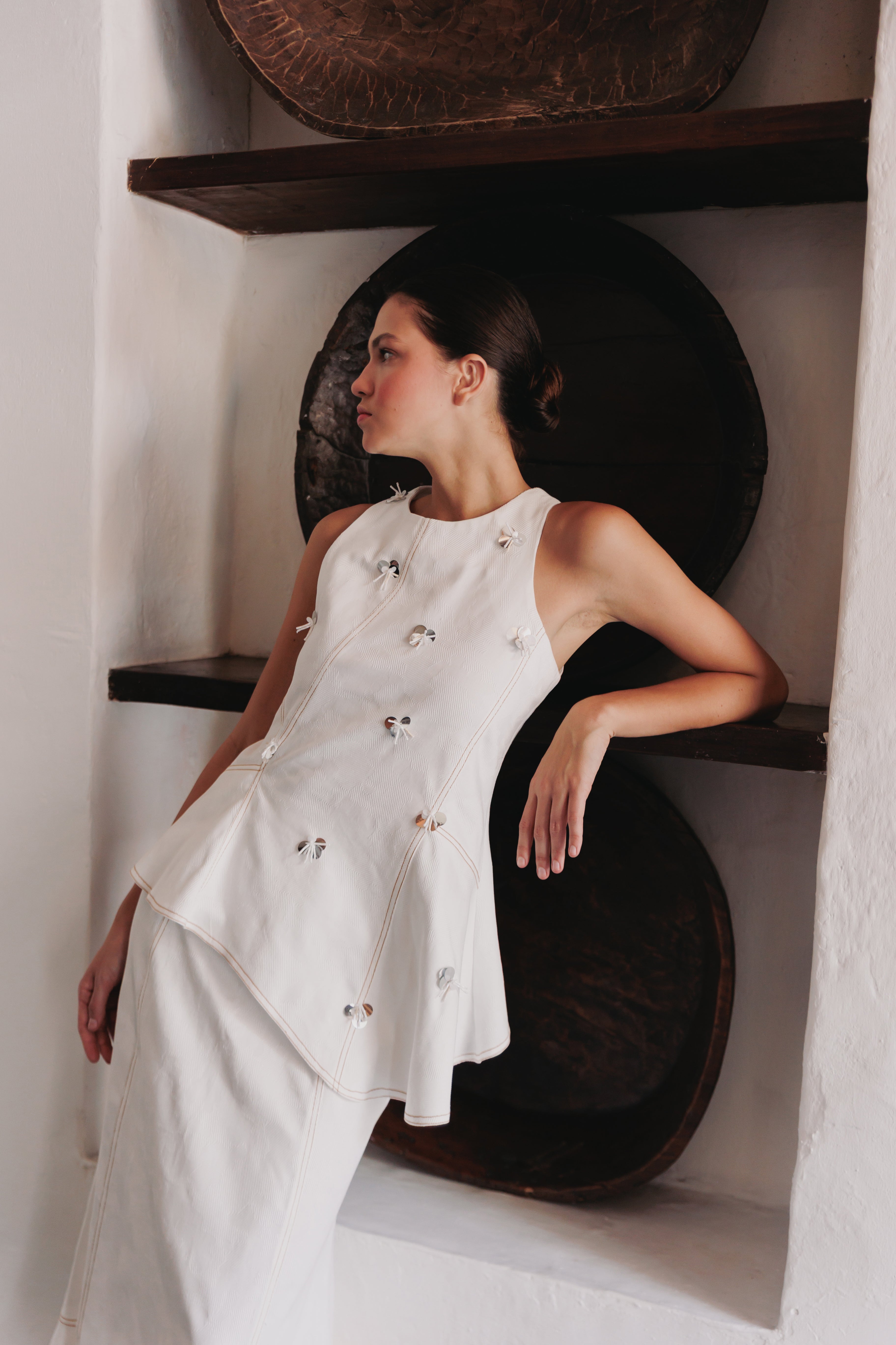 FALDA DENIM IVORY