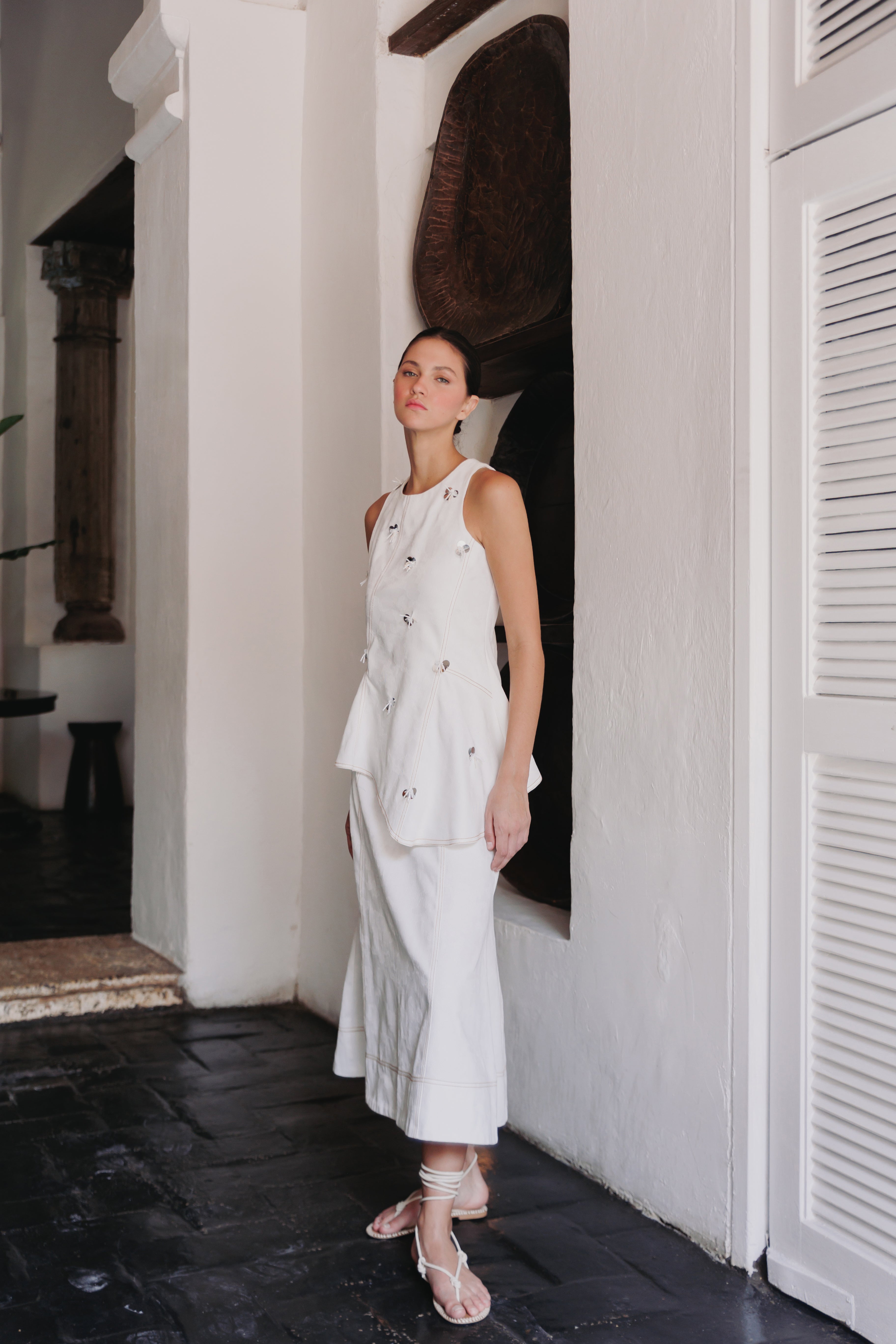 FALDA DENIM IVORY