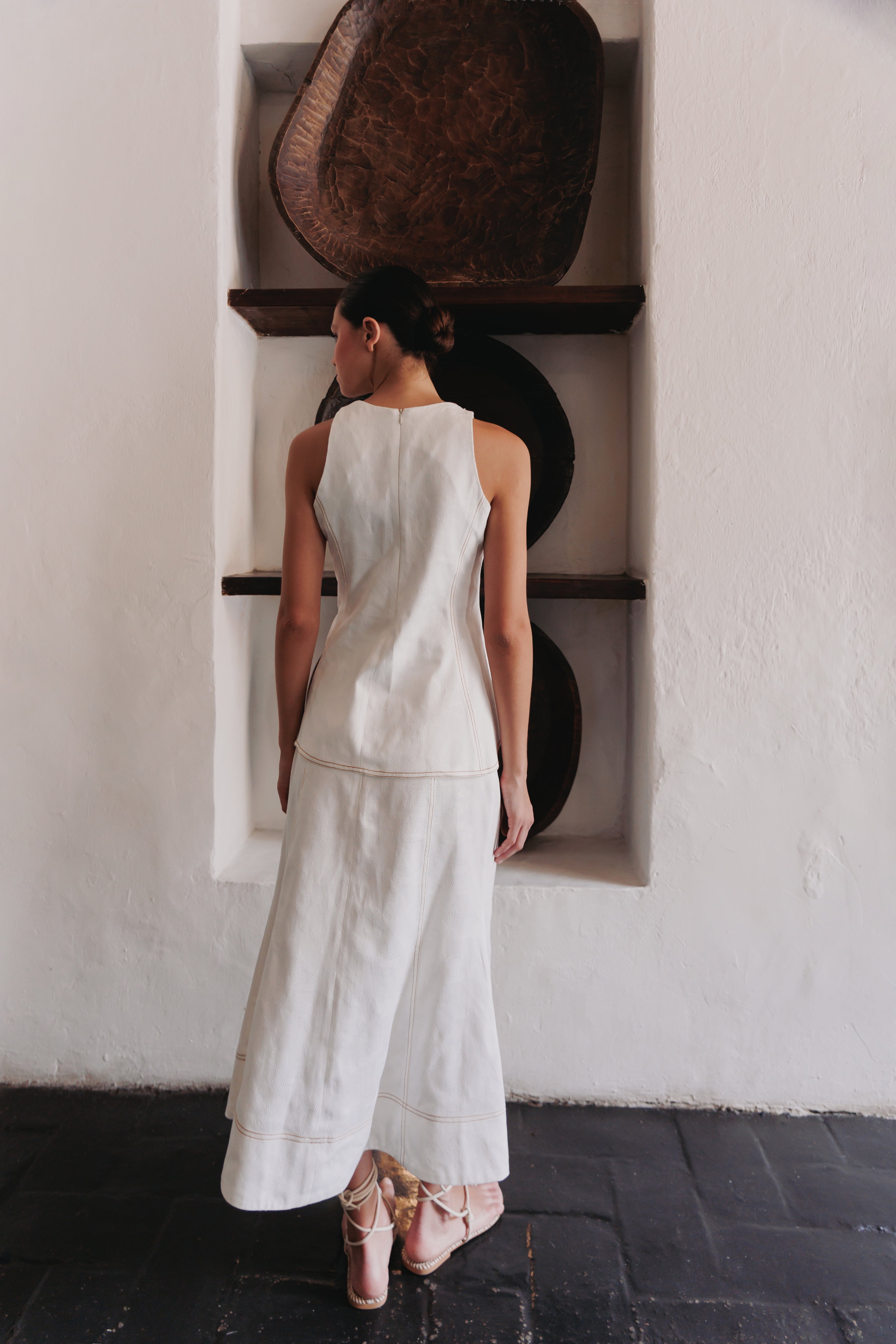FALDA DENIM IVORY