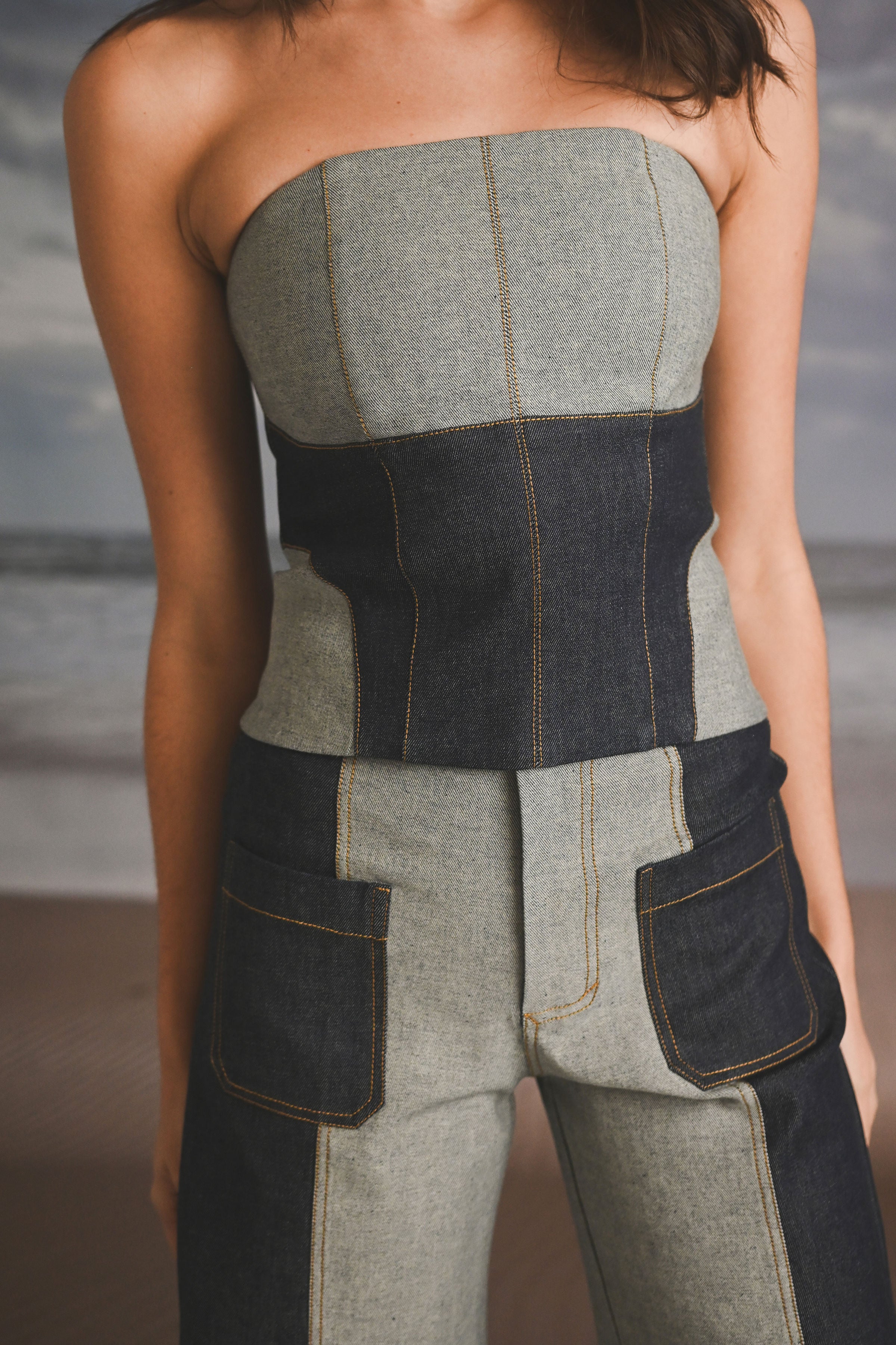 CORSET DENIM BICOLOR