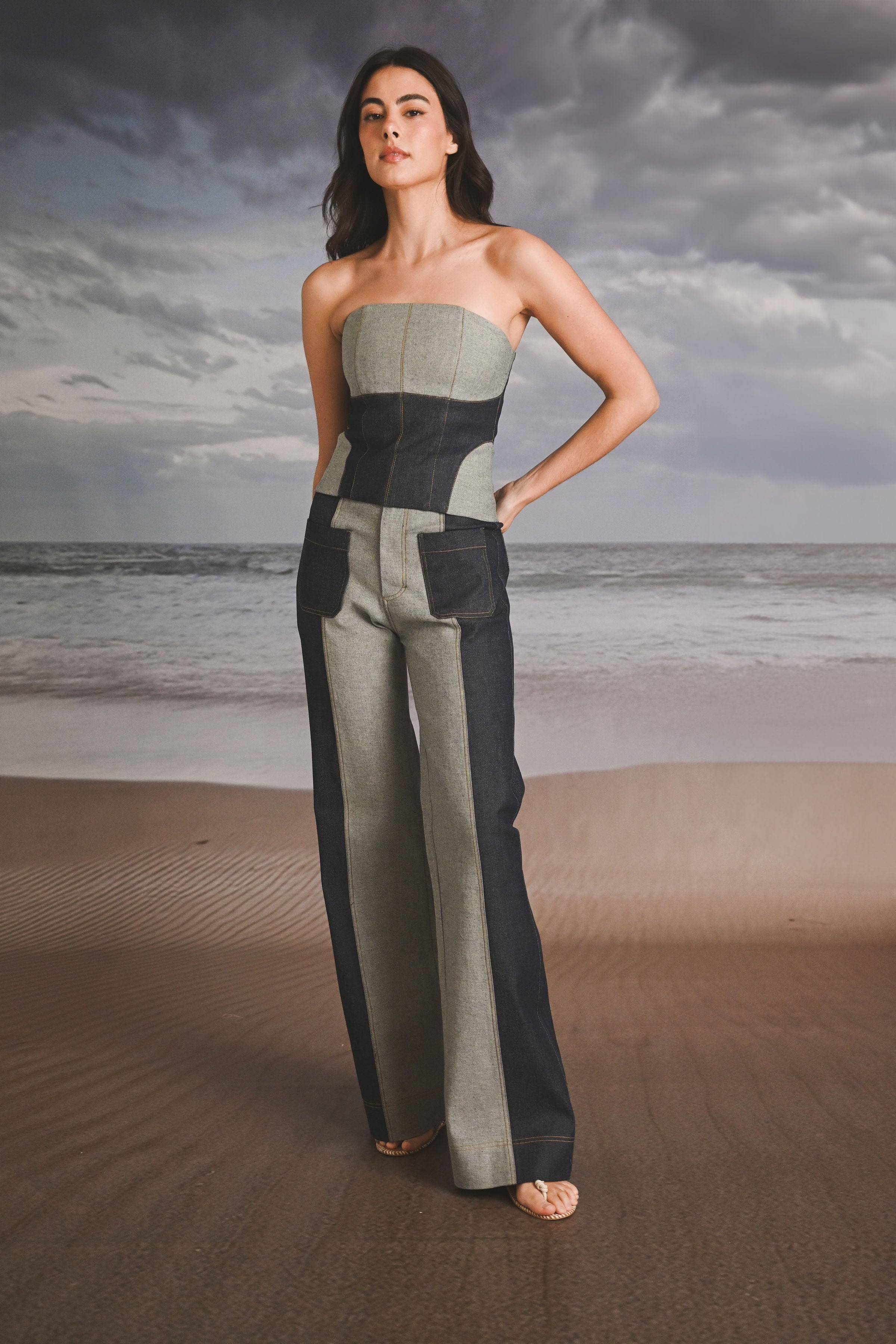 PANTALON BICOLOR DENIM INDIGO