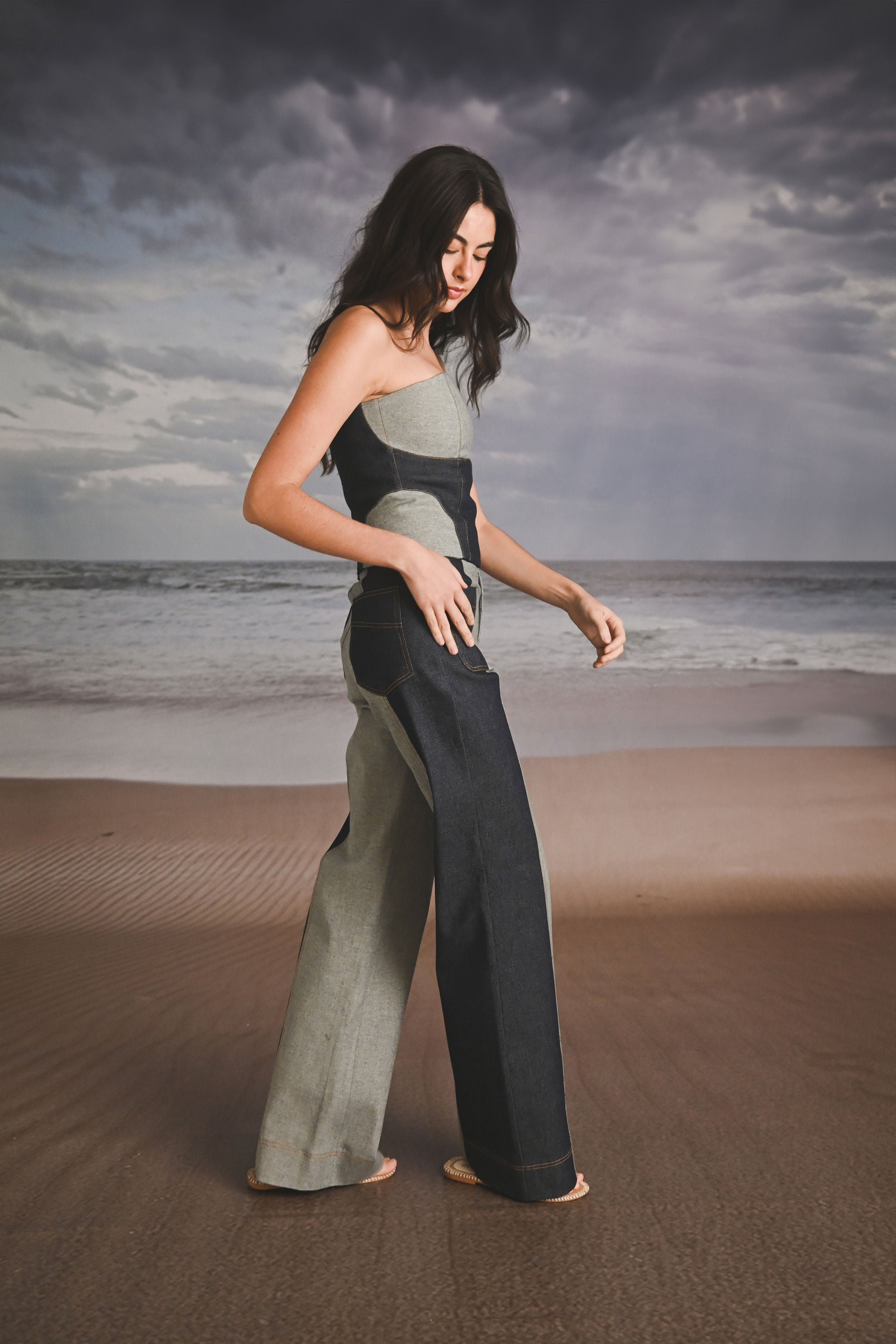 PANTALON BICOLOR DENIM INDIGO